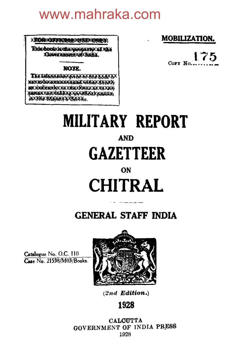 Military Report and Gazetteer Chitral - General Staff India