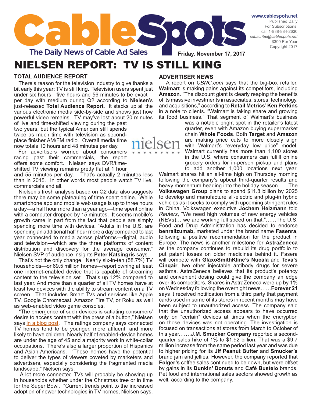 Nielsen Report: Tv Is Still King