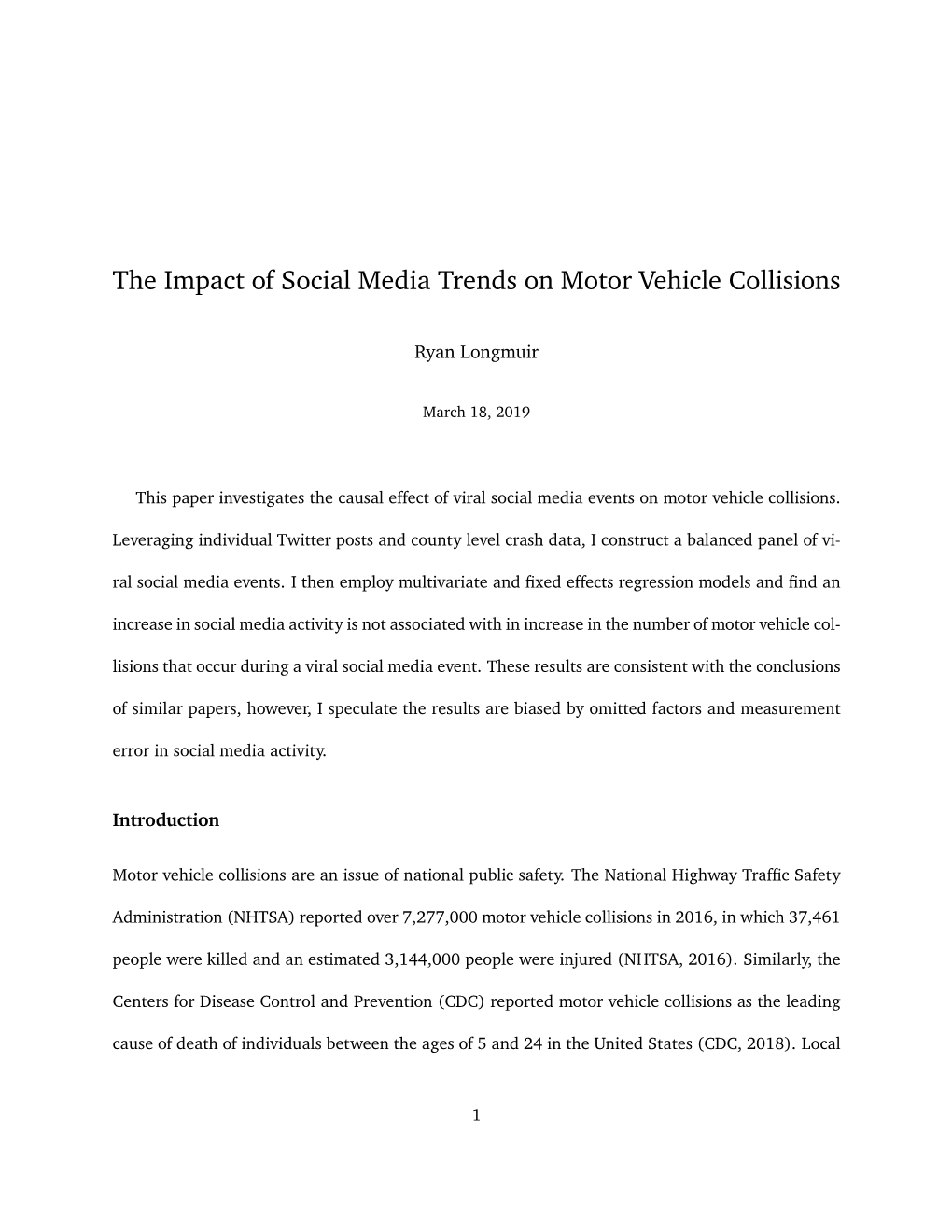 The Impact of Social Media Trends on Motor Vehicle Collisions