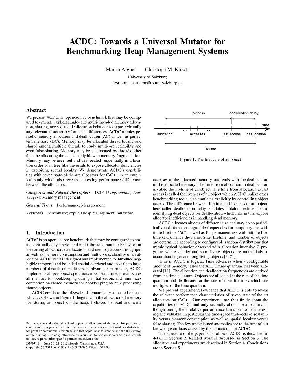 ACDC: Towards a Universal Mutator for Benchmarking Heap Management Systems