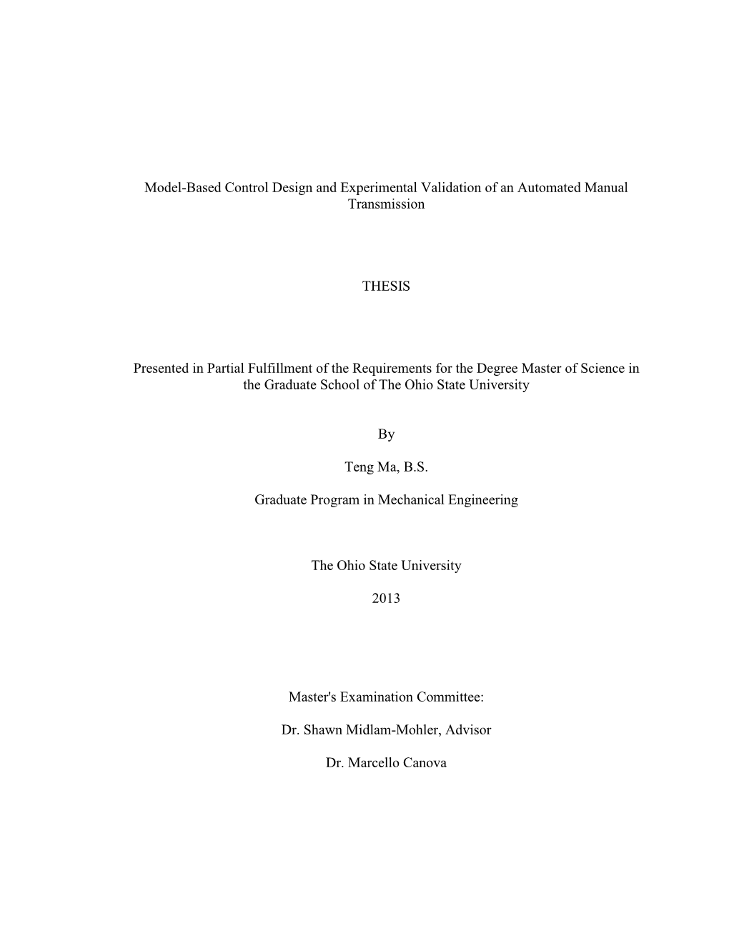 Model-Based Control Design and Experimental Validation of an Automated Manual Transmission