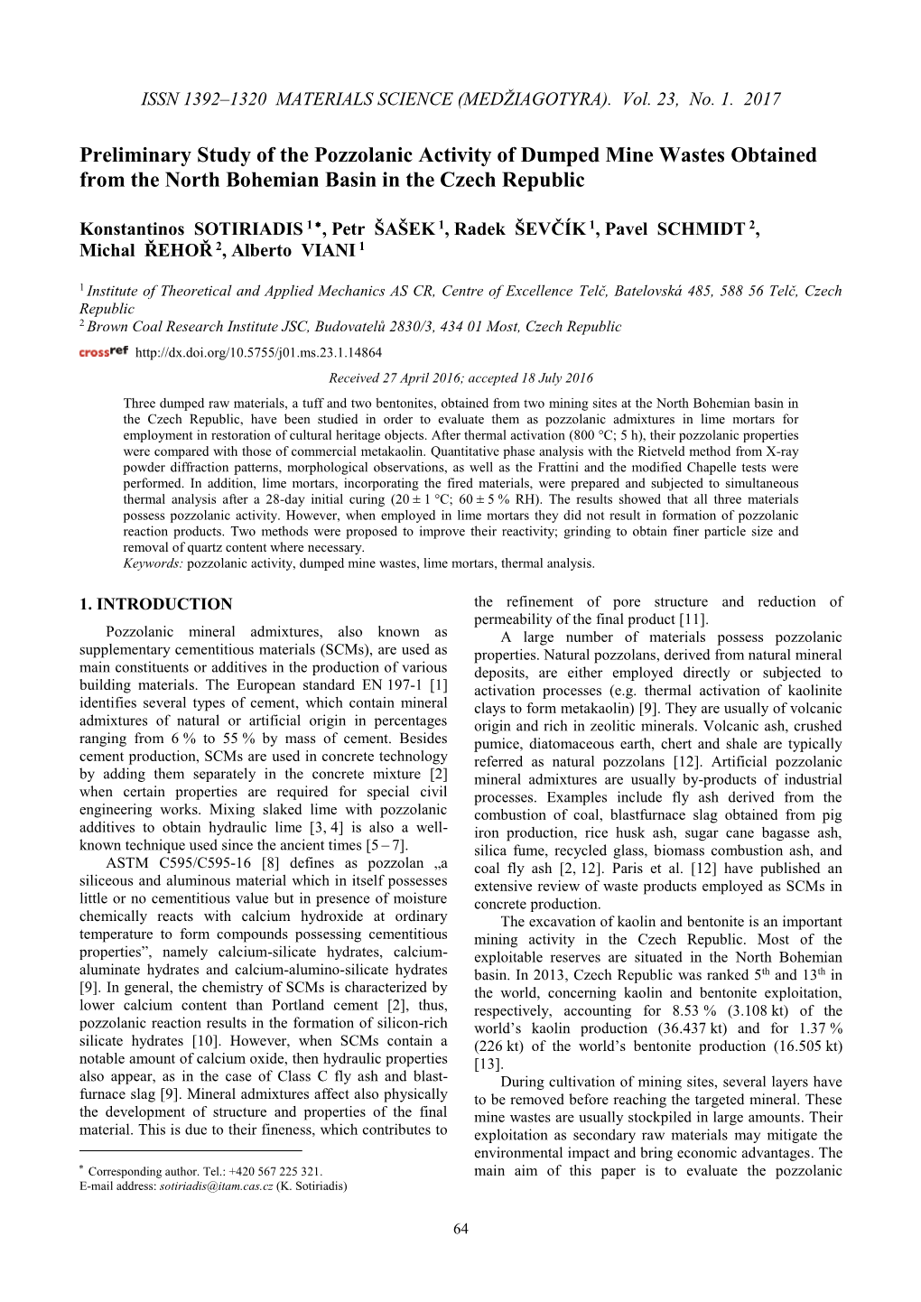 Issn 1392–1320 Materials Science (Medžiagotyra)