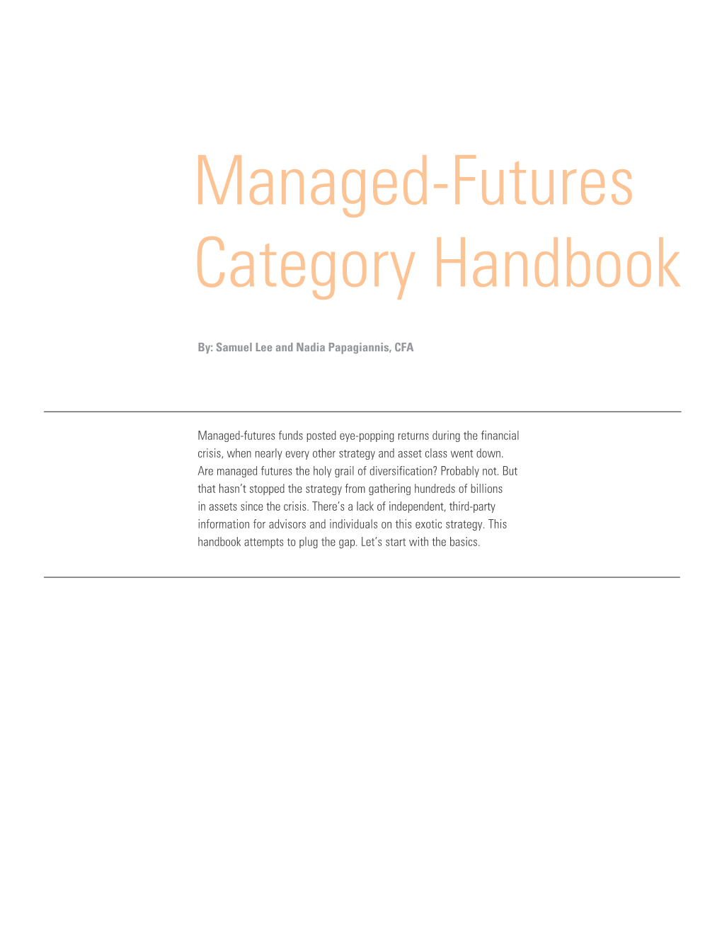 Managed-Futures Category Handbook