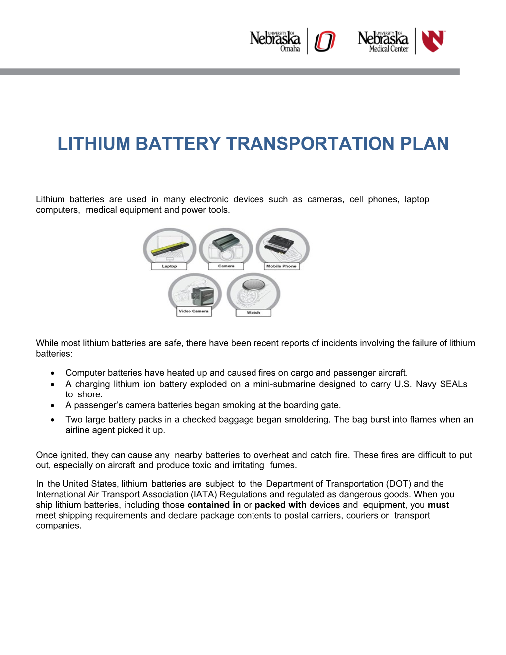 Lithium Battery Transportation Plan