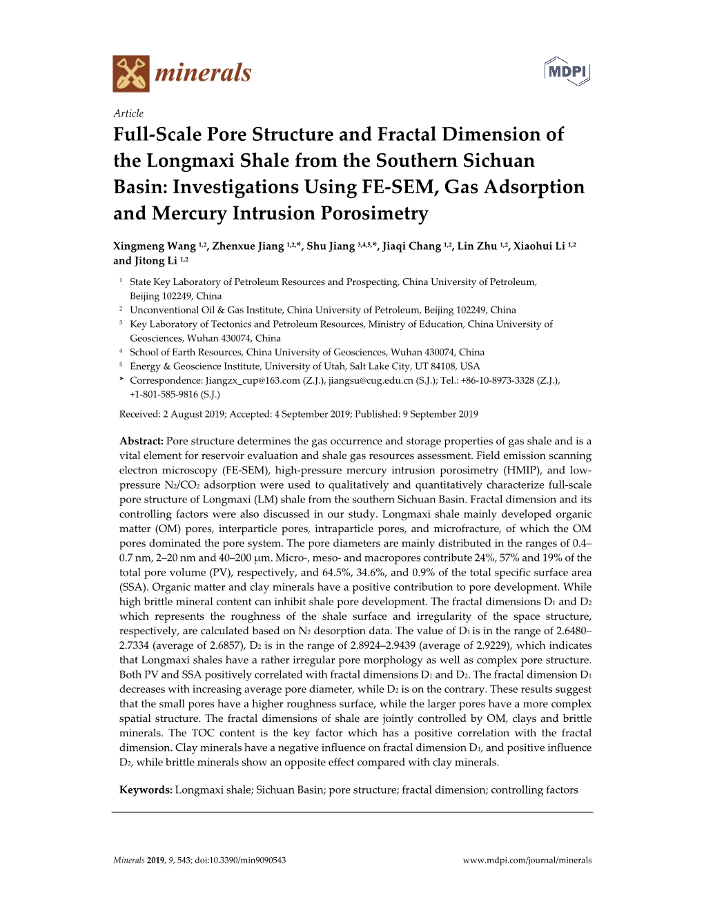 Full-Scale Pore Structure and Fractal Dimension of the Longmaxi Shale