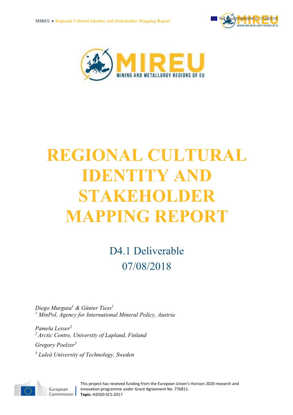 Regional Cultural Identity and Stakeholder Mapping Report