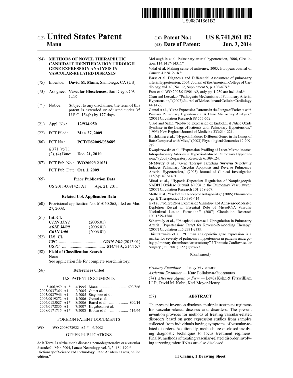 (12) United States Patent (10) Patent No.: US 8,741,861 B2 Mann (45) Date of Patent: Jun