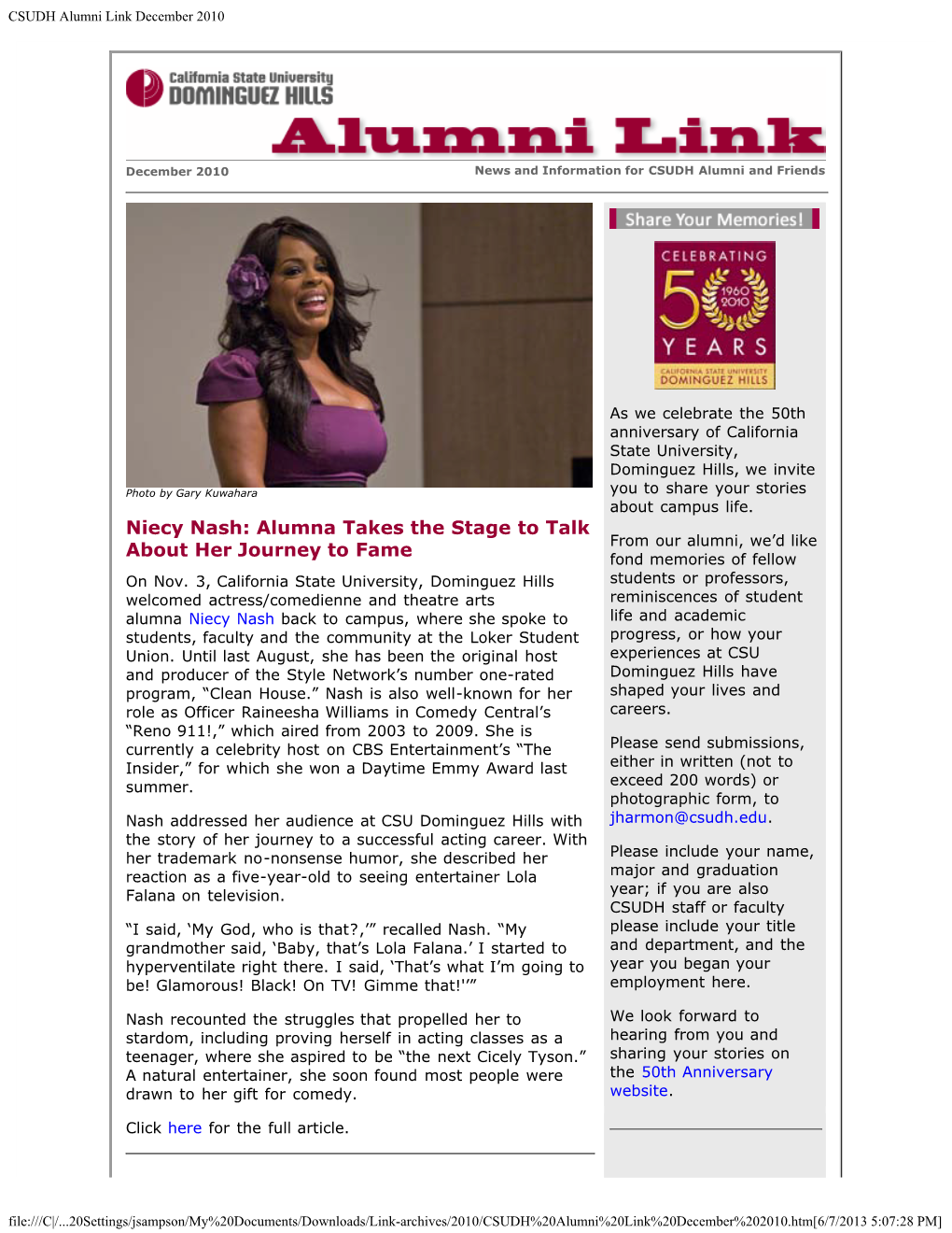 CSUDH Alumni Link December 2010