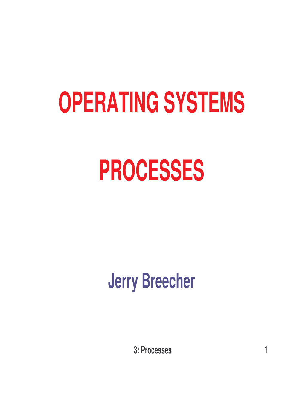 Operating Systems Processes