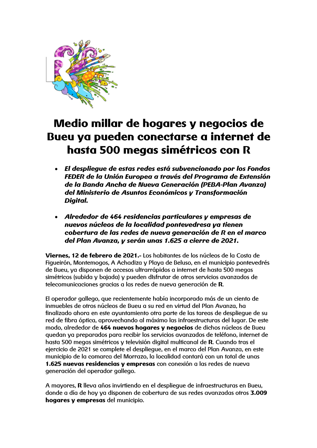 Medio Millar De Hogares Y Negocios De Bueu Ya Pueden Conectarse a Internet De Hasta 500 Megas Simétricos Con R