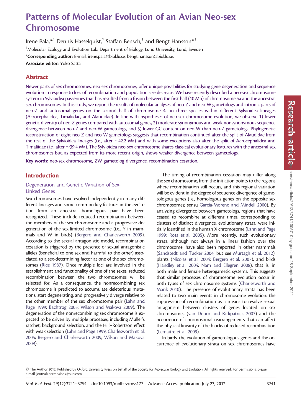 Patterns of Molecular Evolution of an Avian Neo-Sex Chromosome