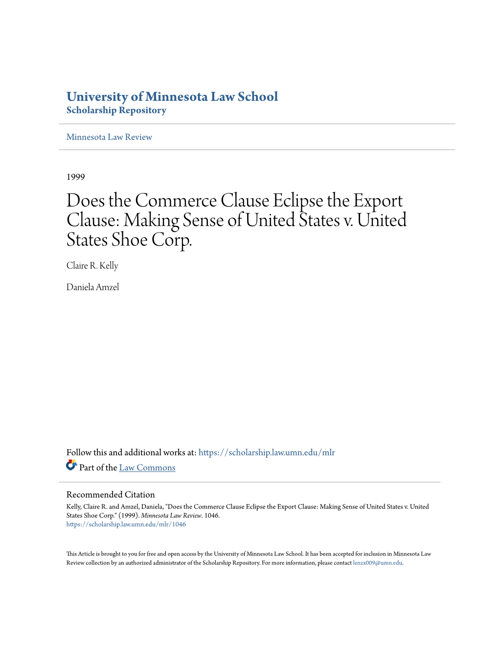 Does the Commerce Clause Eclipse the Export Clause: Making Sense of United States V