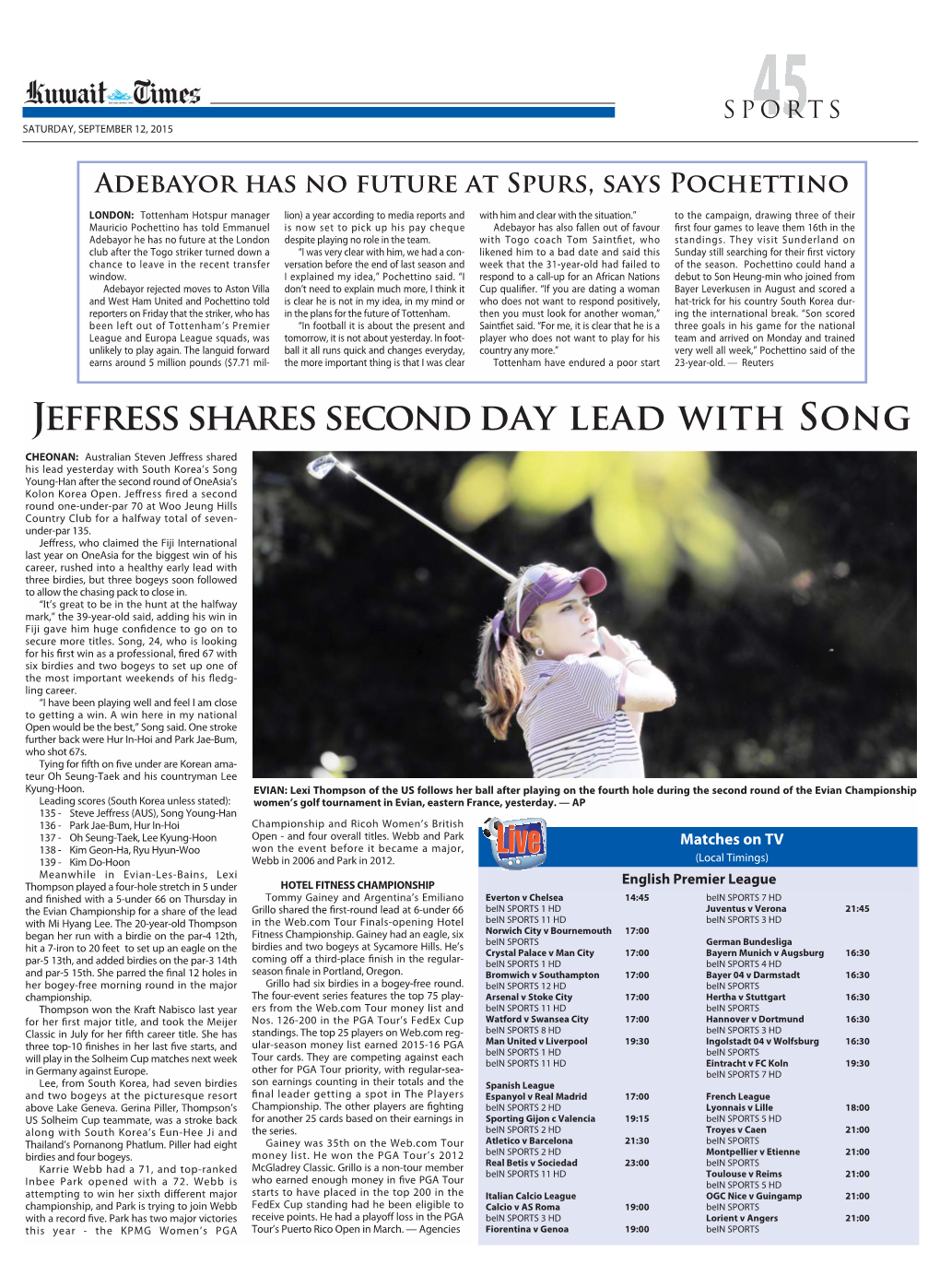 Jeffress Shares Second Day Lead with Song