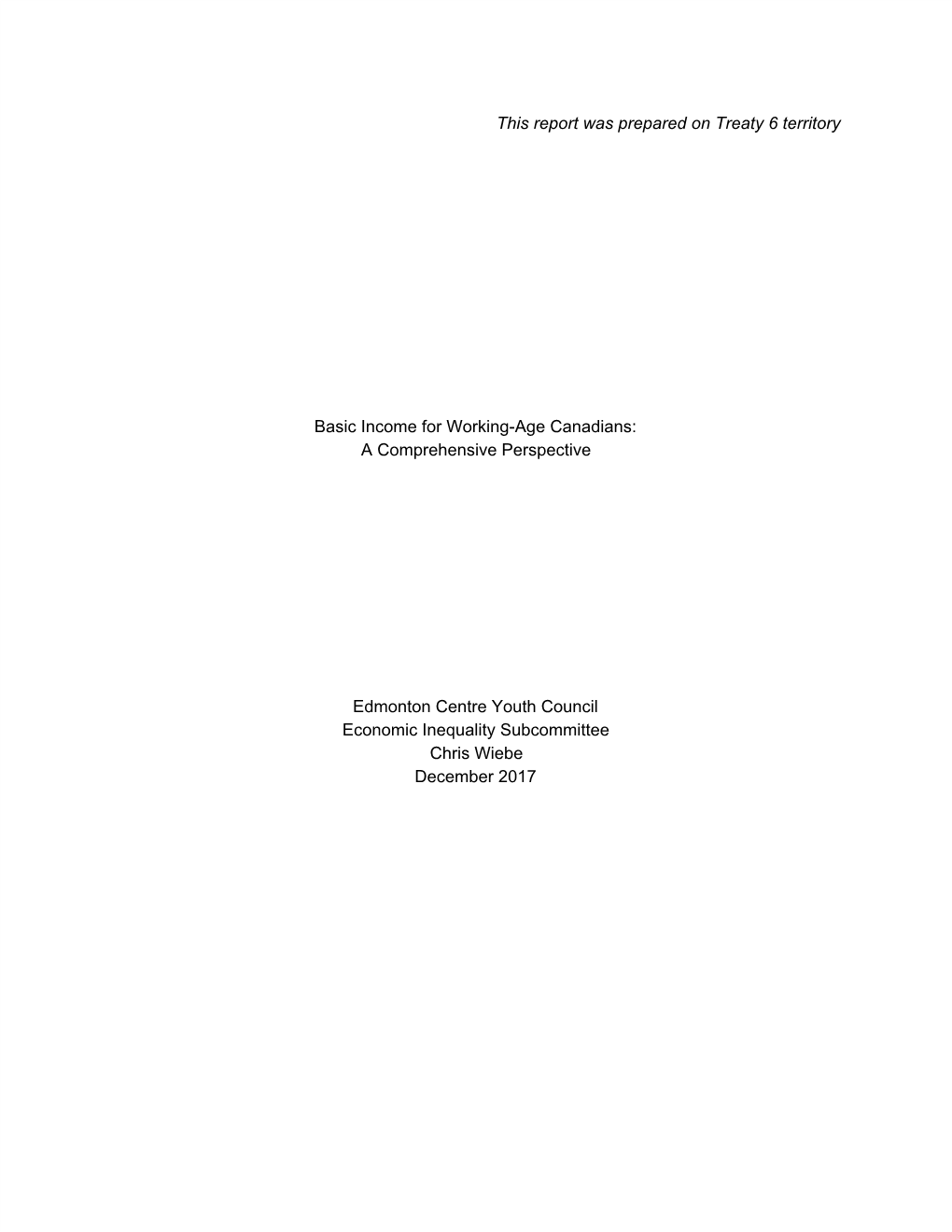 Basic Income for Working-Age Canadians: a Comprehensive Perspective