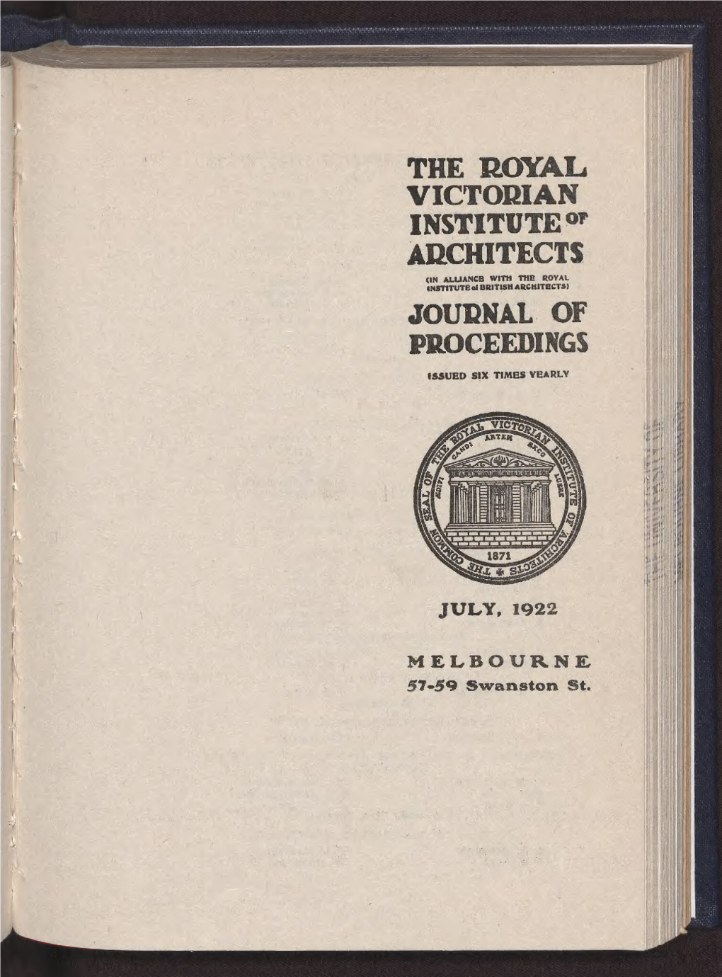 Journal of the Royal Victorian Institute of Architects: Vol. 20 (1922-23)