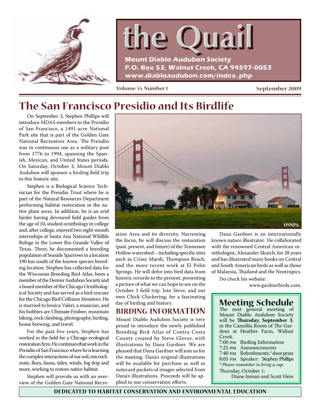 The San Francisco Presidio and Its Birdlife