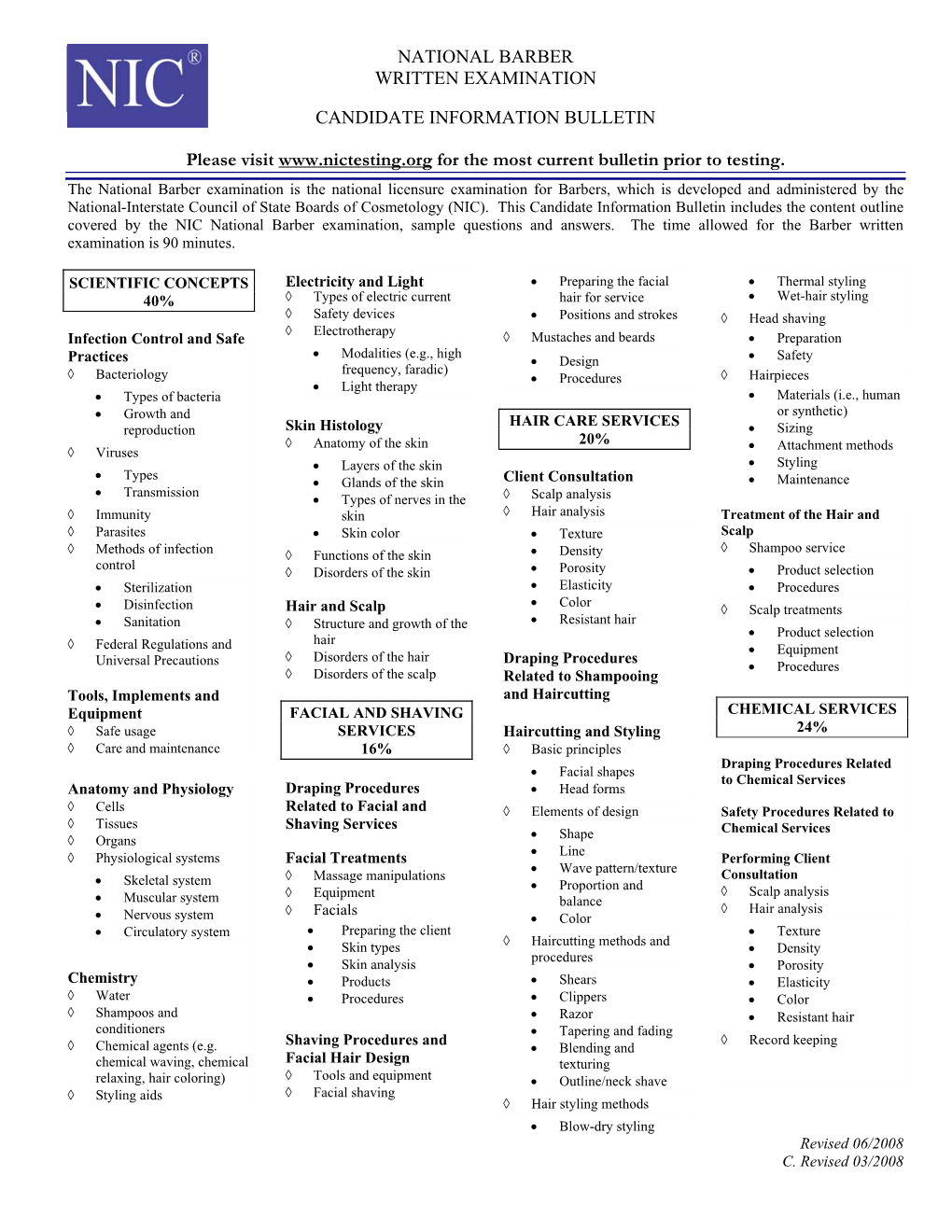 National Barber Written Examination Candidate