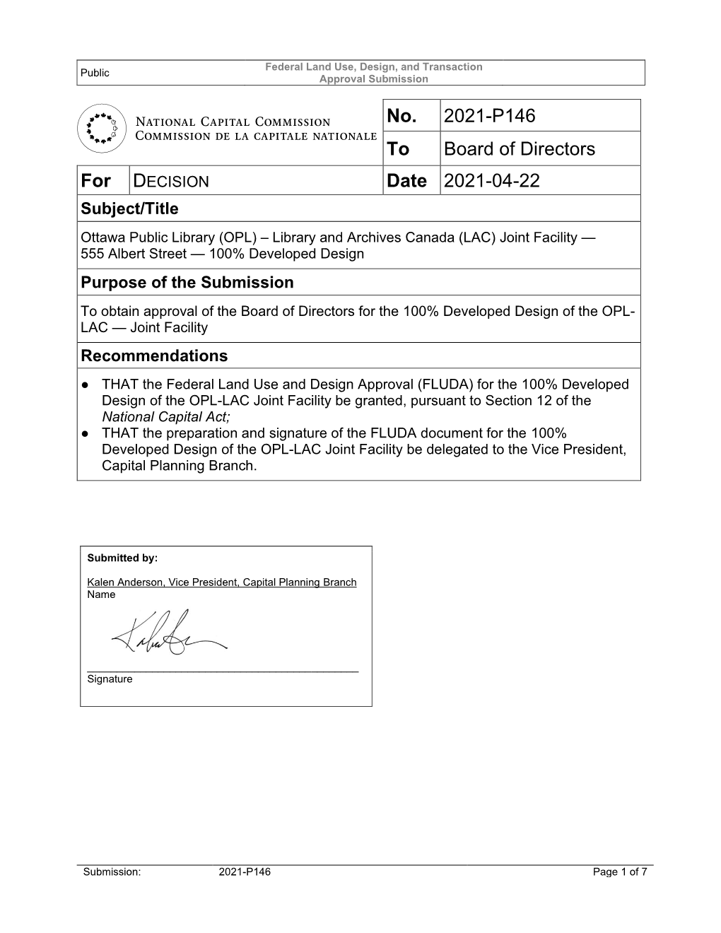 No. 2021-P146 to Board of Directors Date 2021-04-22