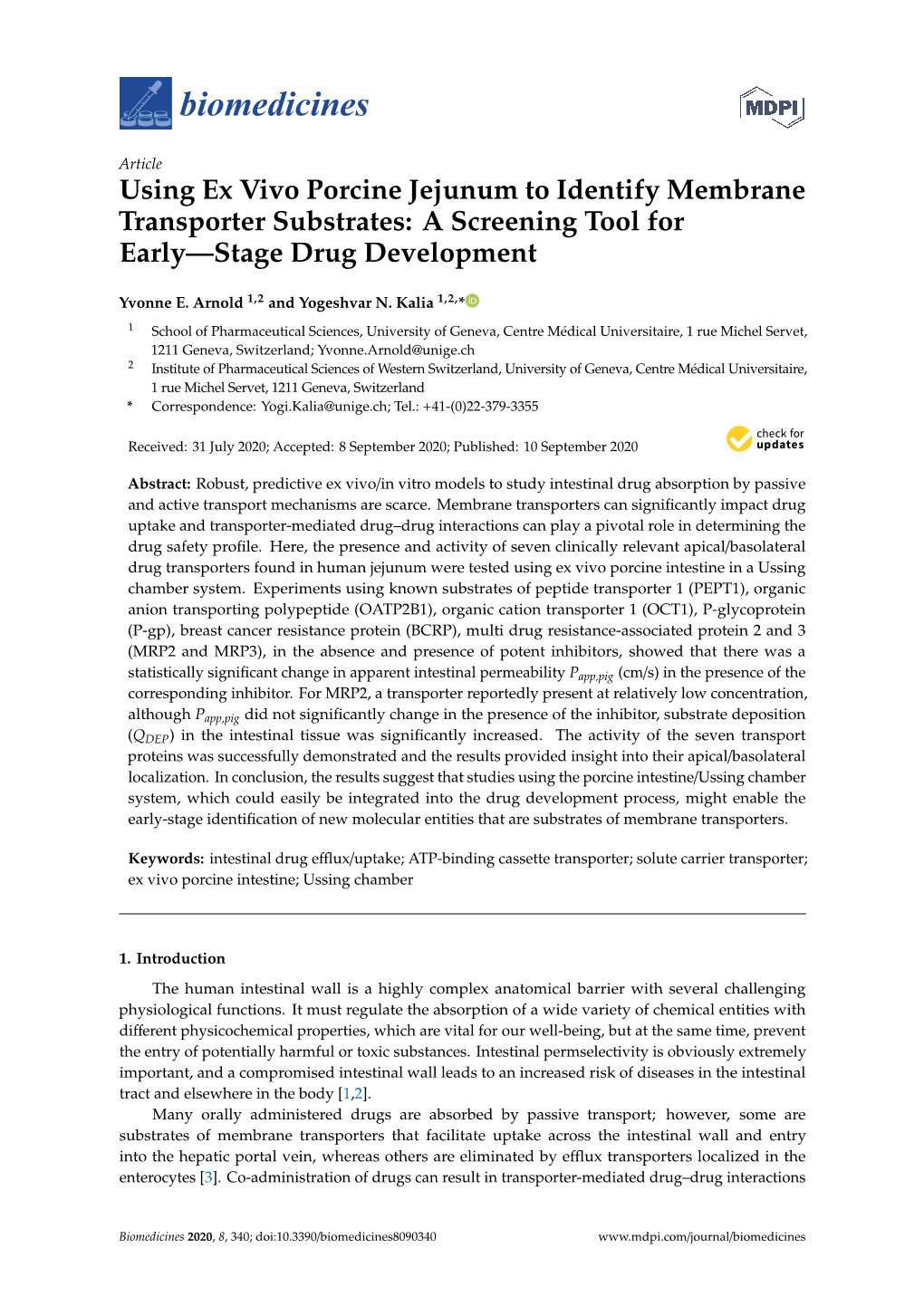 Using Ex Vivo Porcine Jejunum to Identify Membrane Transporter Substrates: a Screening Tool for Early—Stage Drug Development