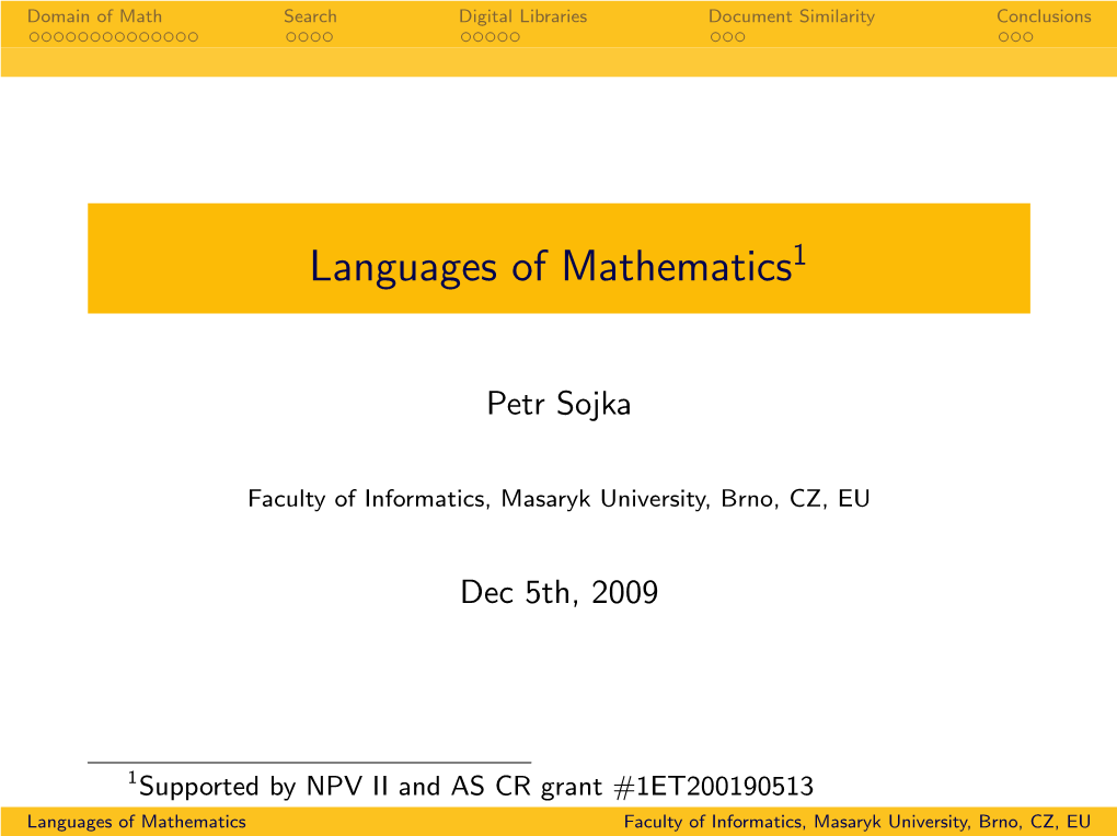 Languages of Mathematics1