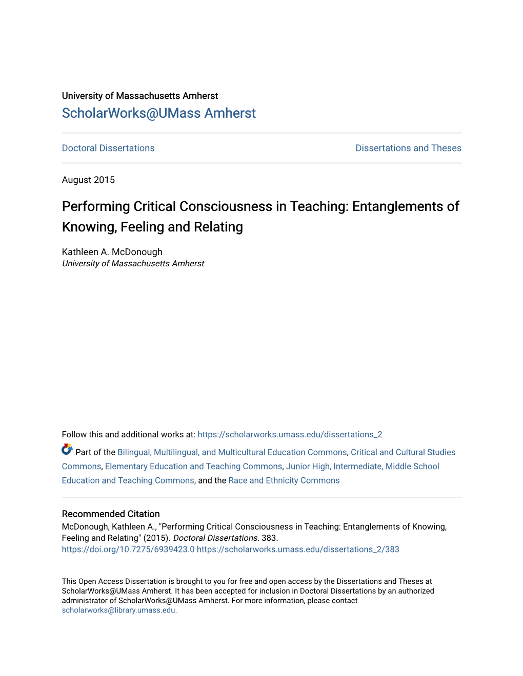 Performing Critical Consciousness in Teaching: Entanglements of Knowing, Feeling and Relating