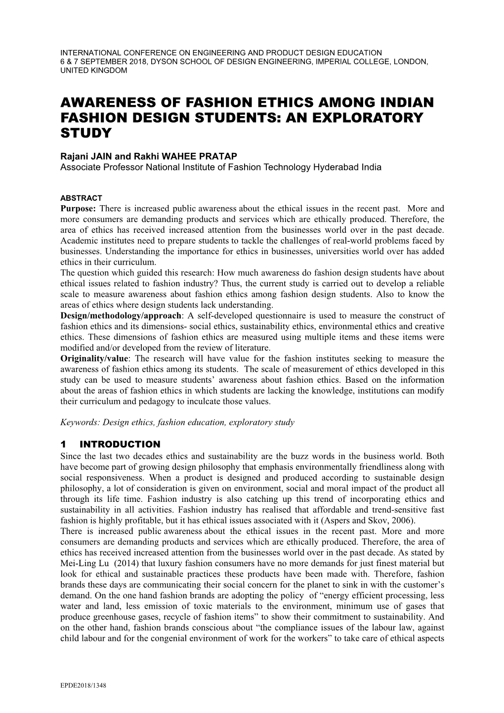 Awareness of Fashion Ethics Among Indian Fashion Design Students: an Exploratory Study