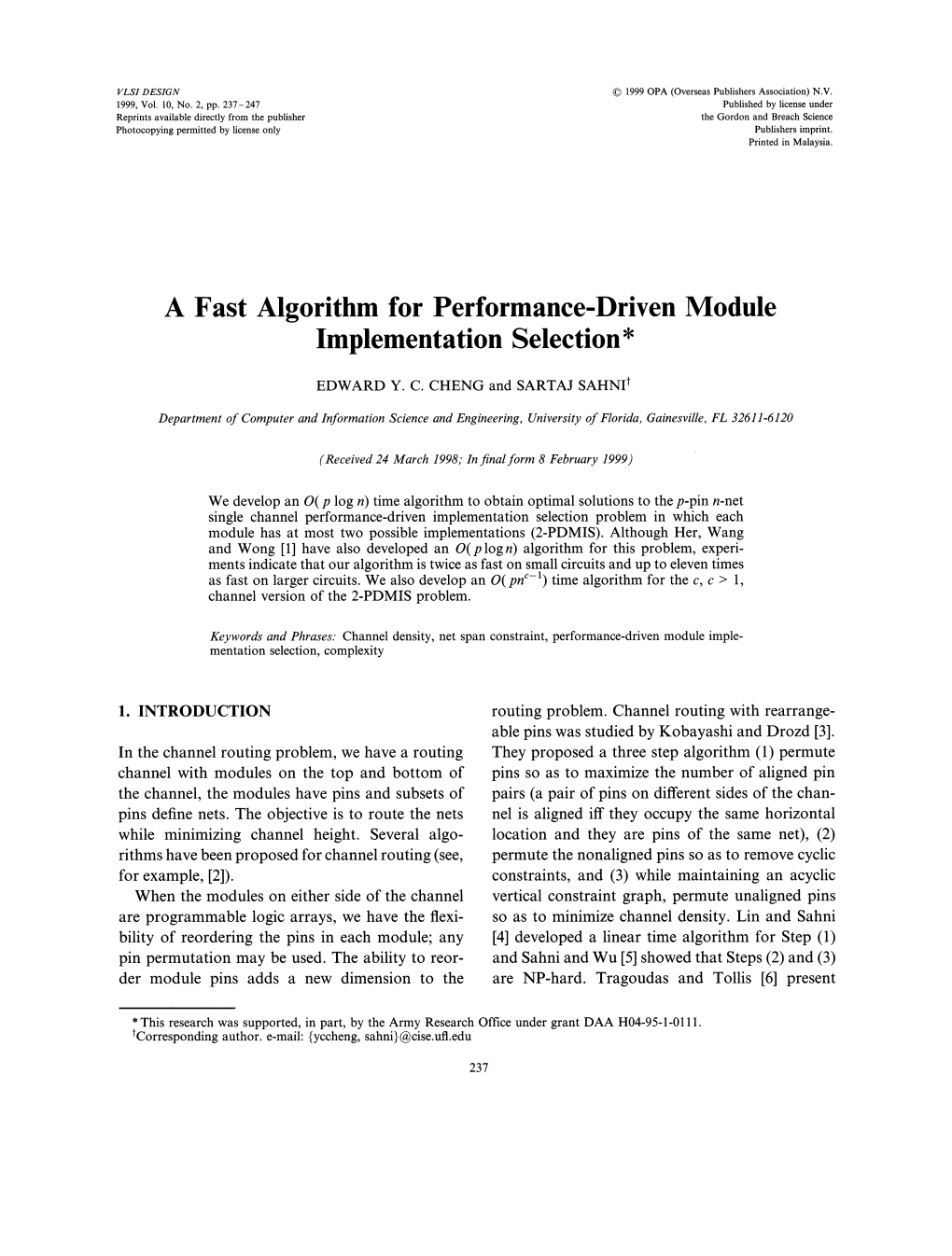 A Fast Algorithm for Performance-Driven Module Implementation Selection*