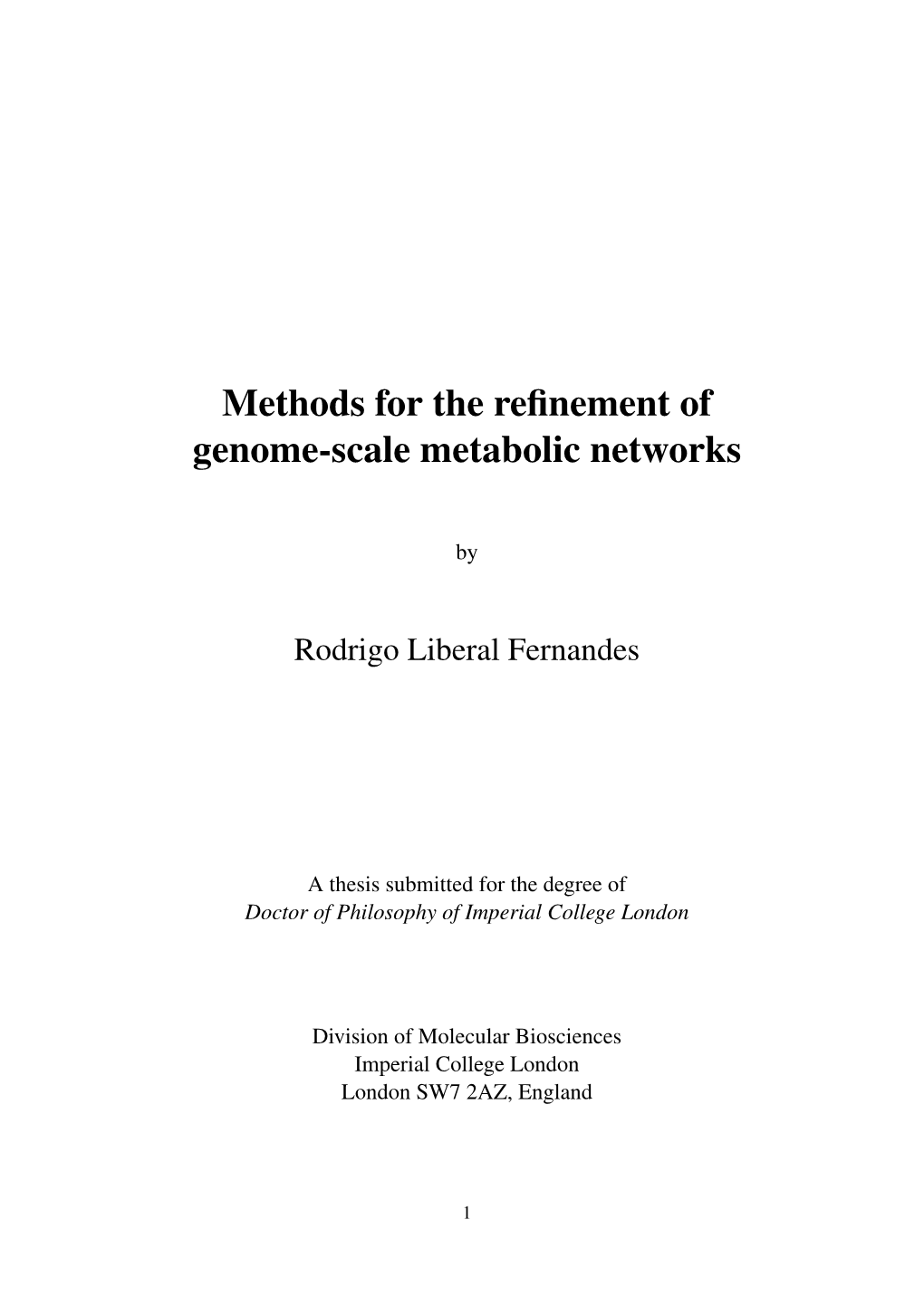 Methods for the Refinement of Genome-Scale Metabolic Networks