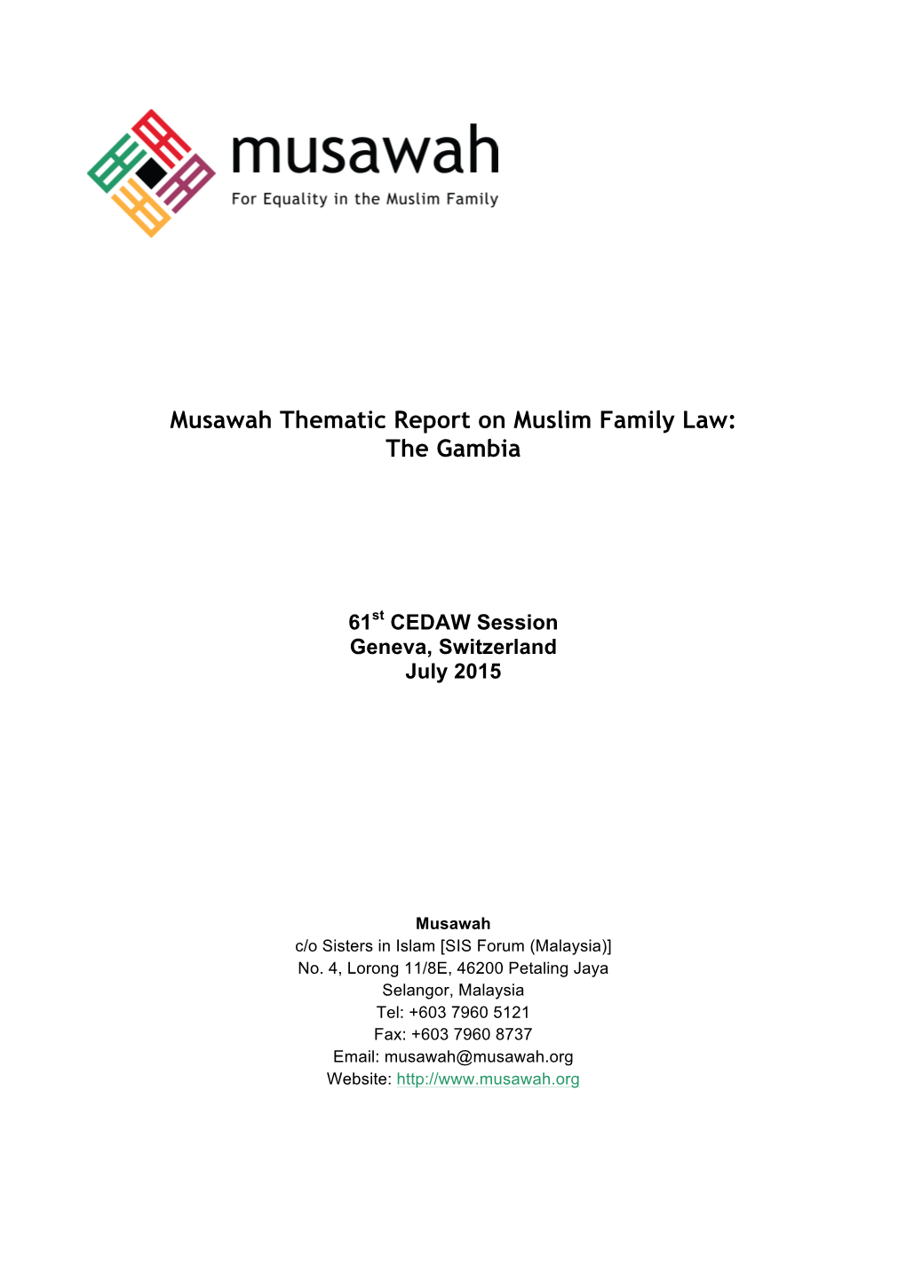 Musawah Thematic Report on Art 16 Gambia