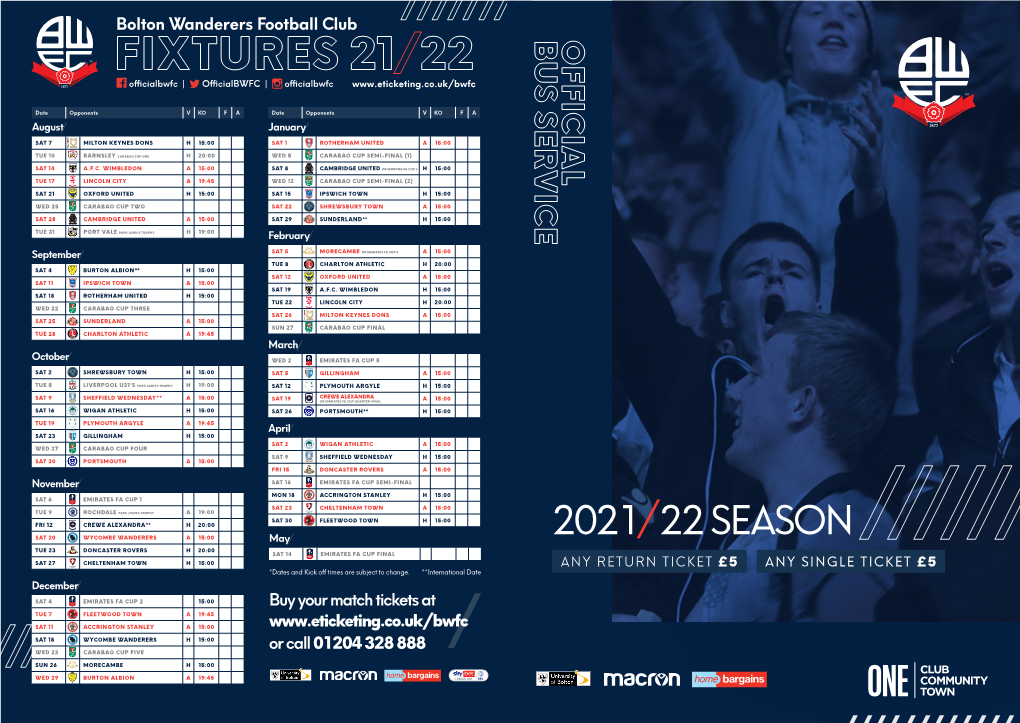 FIXTURES 21/22 Officialbwfc | Officialbwfc | Officialbwfc