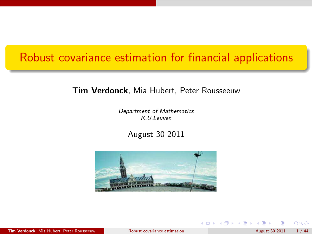 Robust Covariance Estimation for Financial Applications