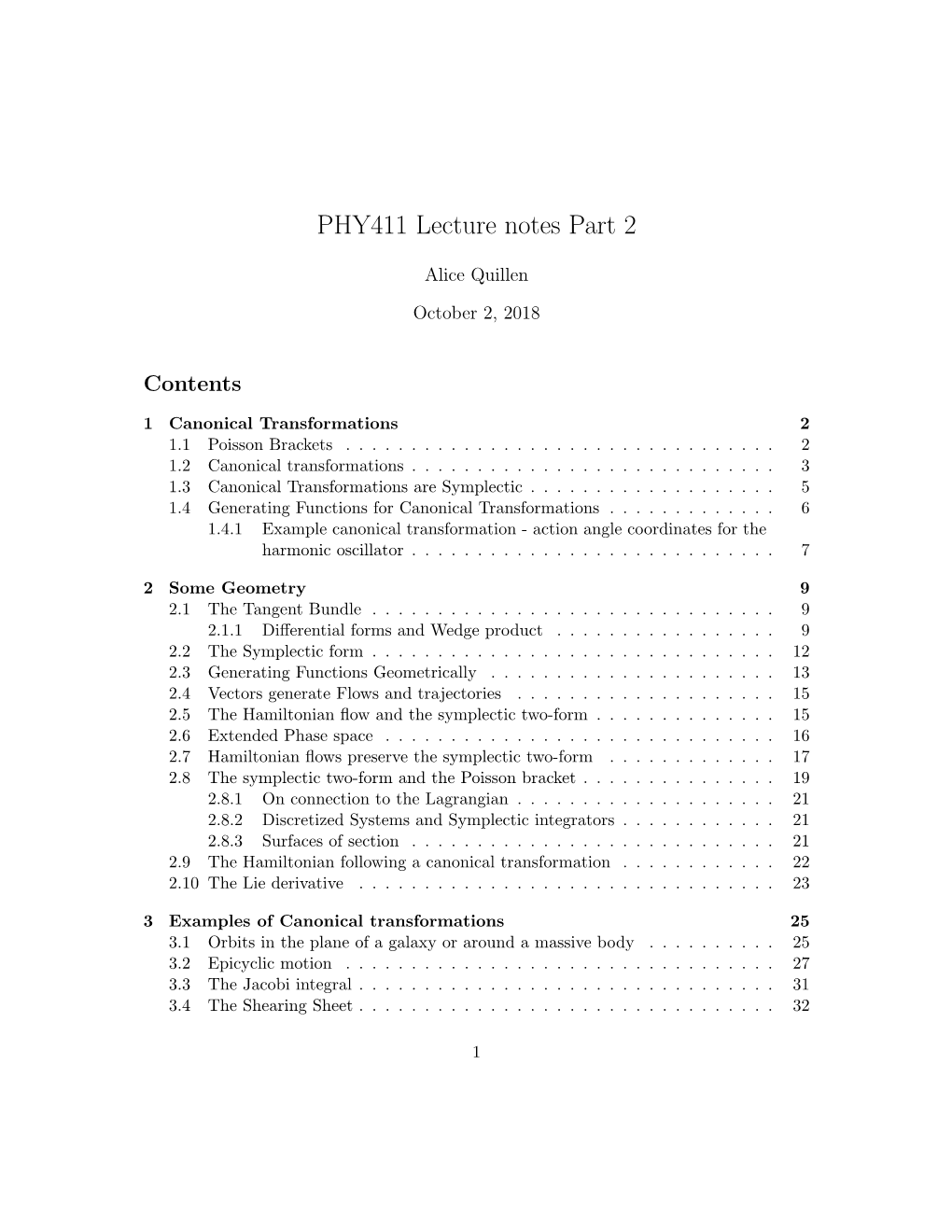 PHY411 Lecture Notes Part 2