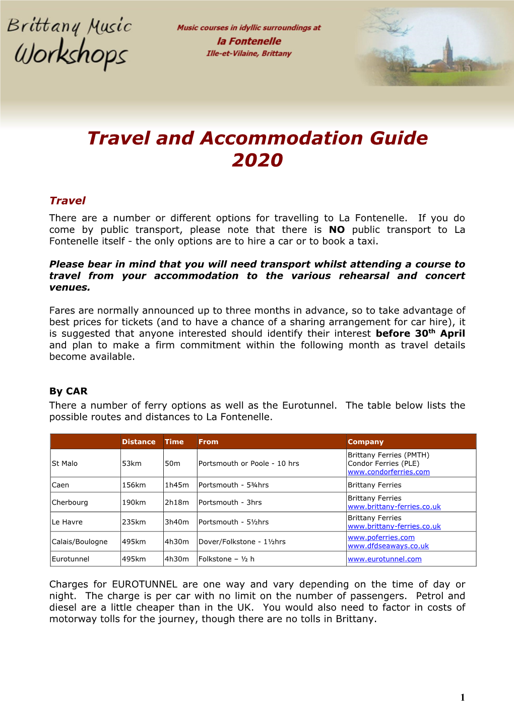 Travel and Accommodation Guide 2020