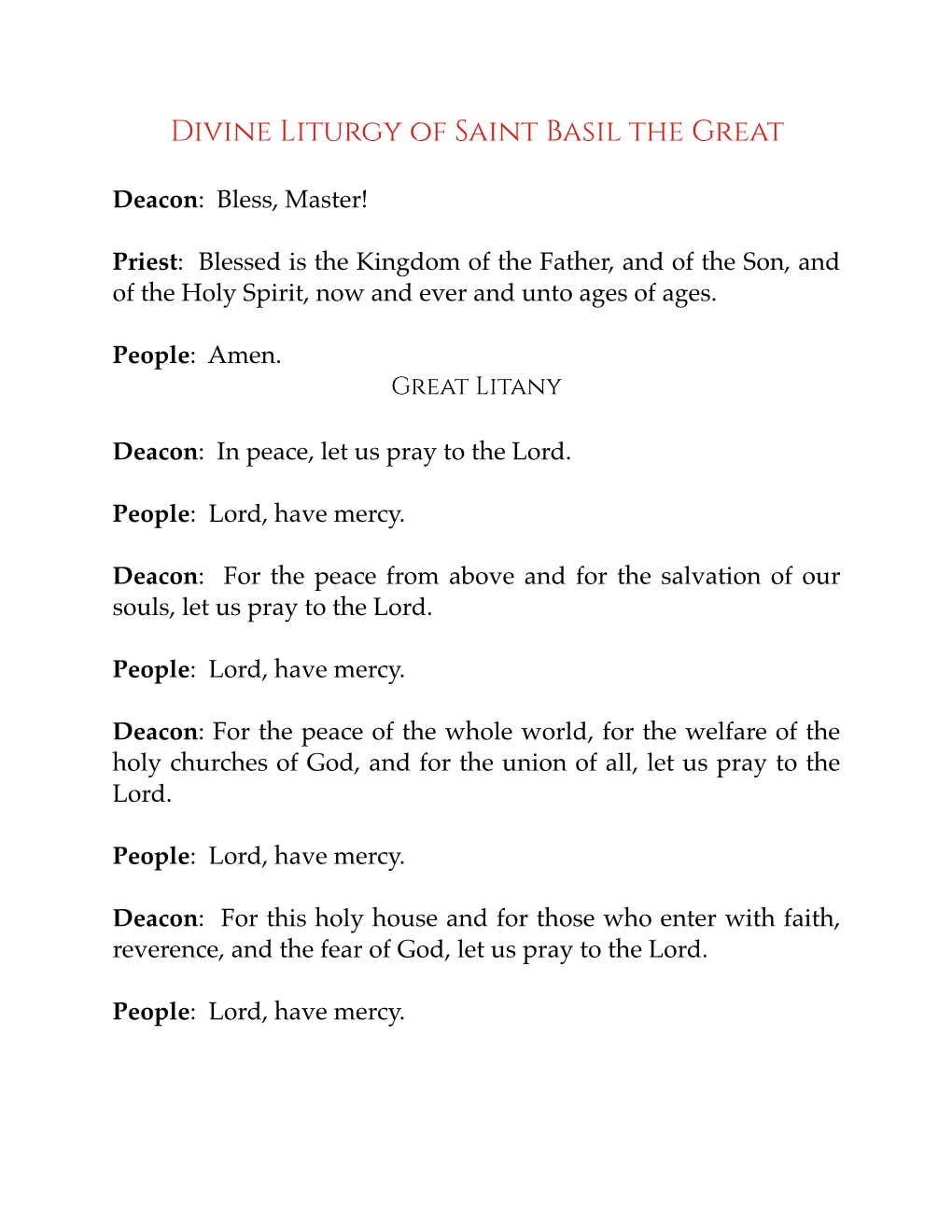 Liturgy of St Basil