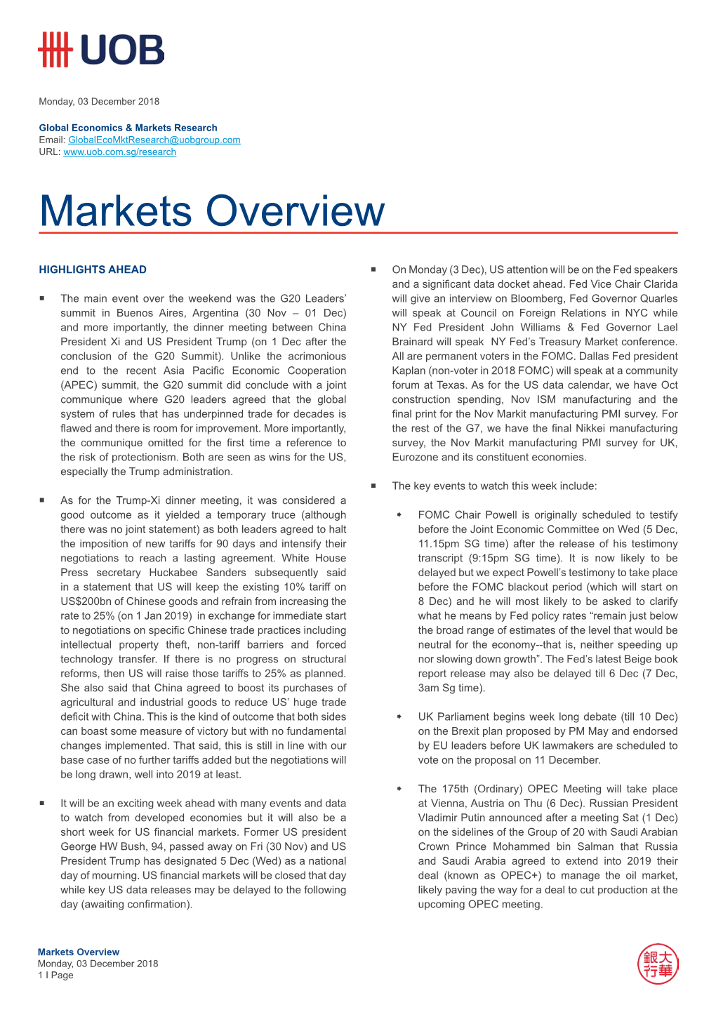 Markets Overview