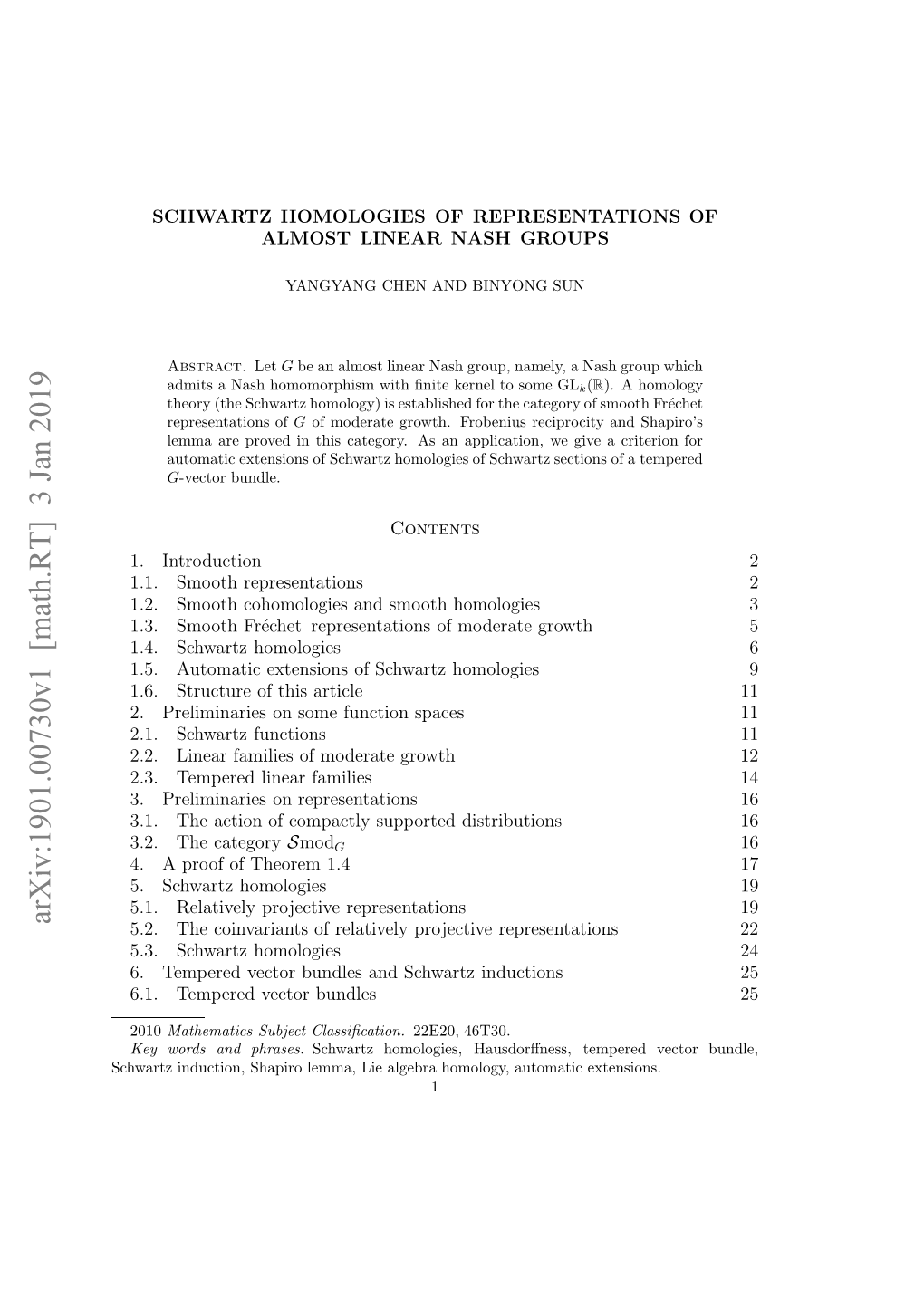 Arxiv:1901.00730V1 [Math.RT]