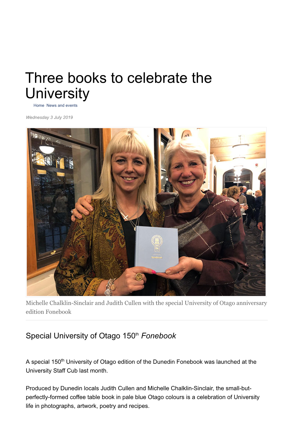 Three Books to Celebrate the University Home News and Events