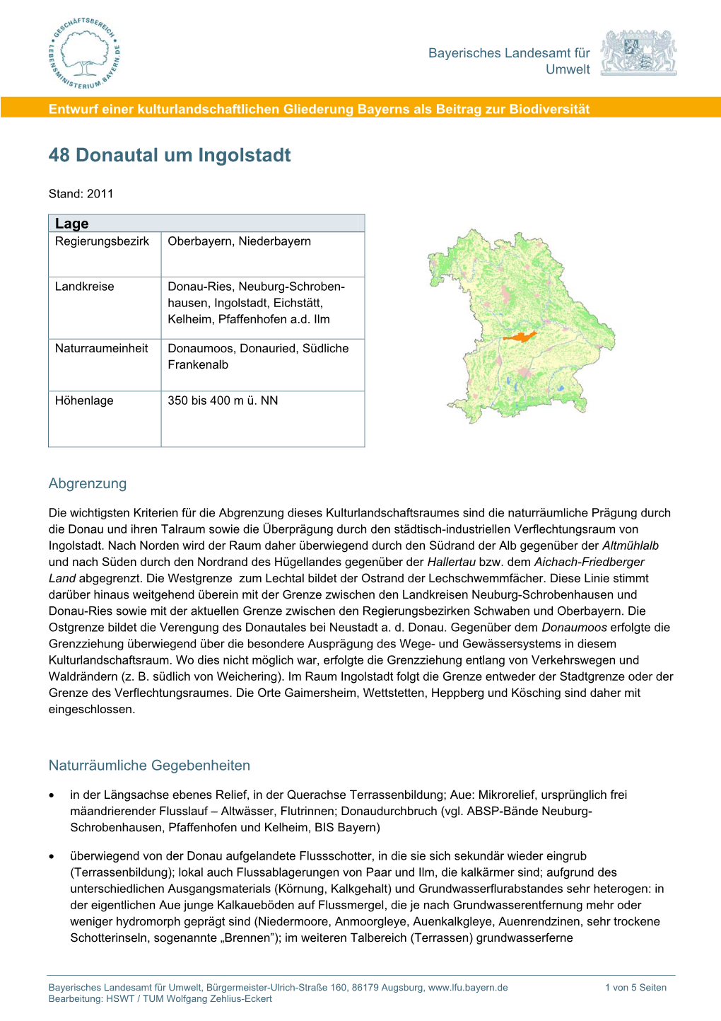 Steckbrief Kulturlanschaftsraum 48 Donautal Um Ingolstadt