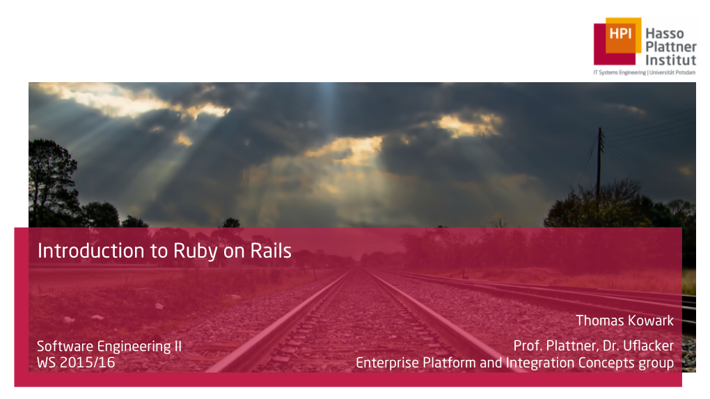 Introduction to Ruby on Rails