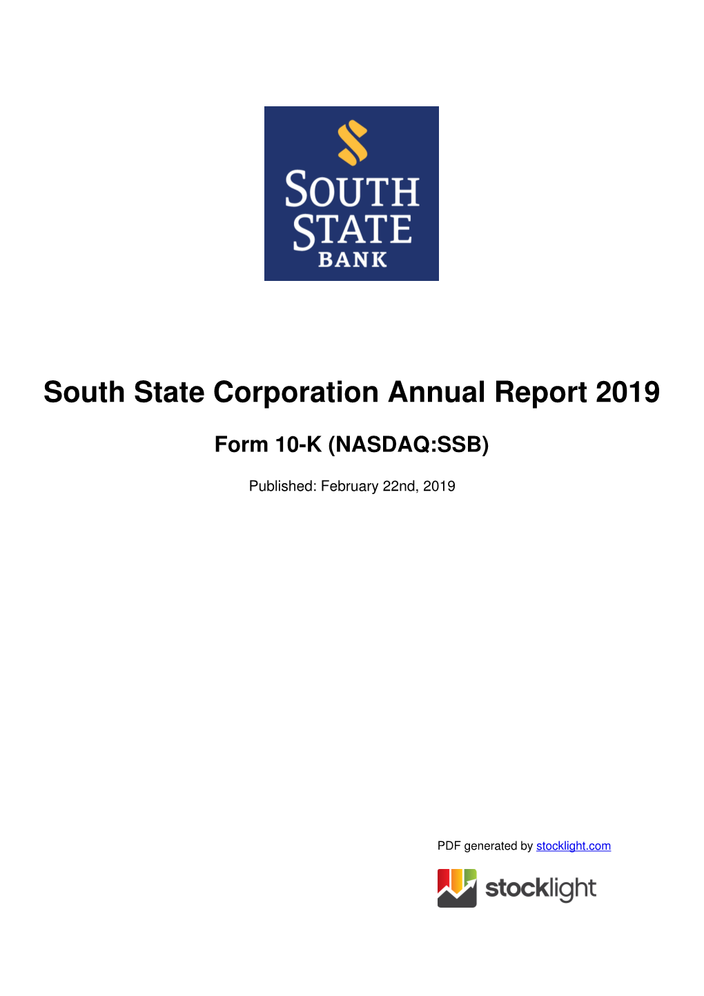 South State Corporation Annual Report 2019