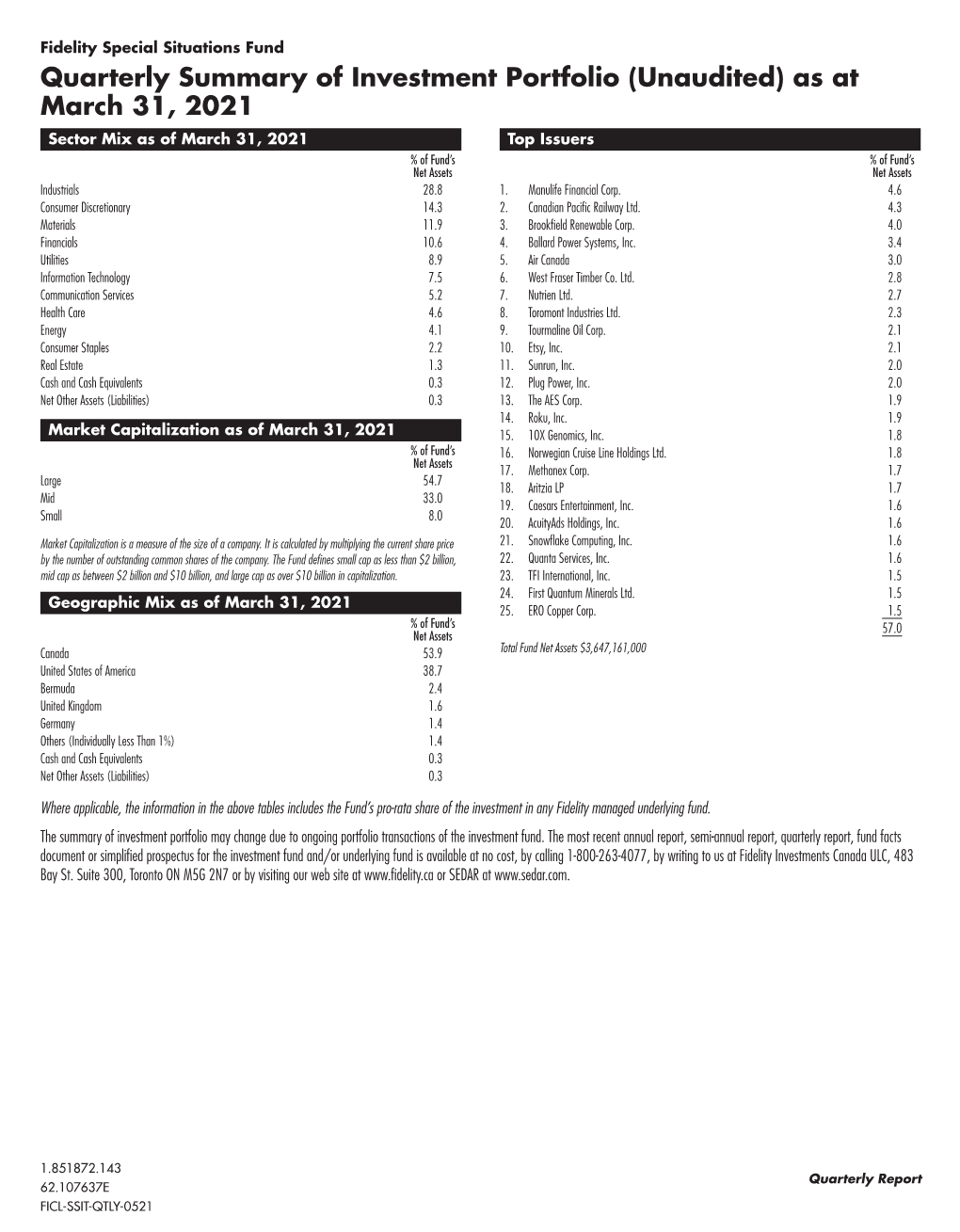 Quarterly Financial Report