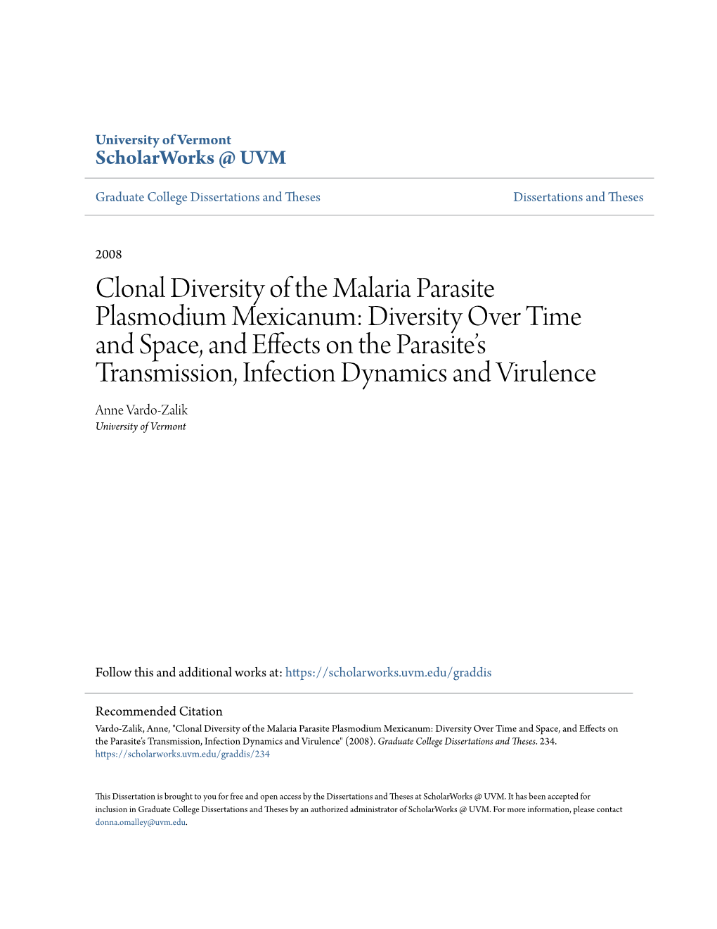 Clonal Diversity of the Malaria Parasite Plasmodium Mexicanum