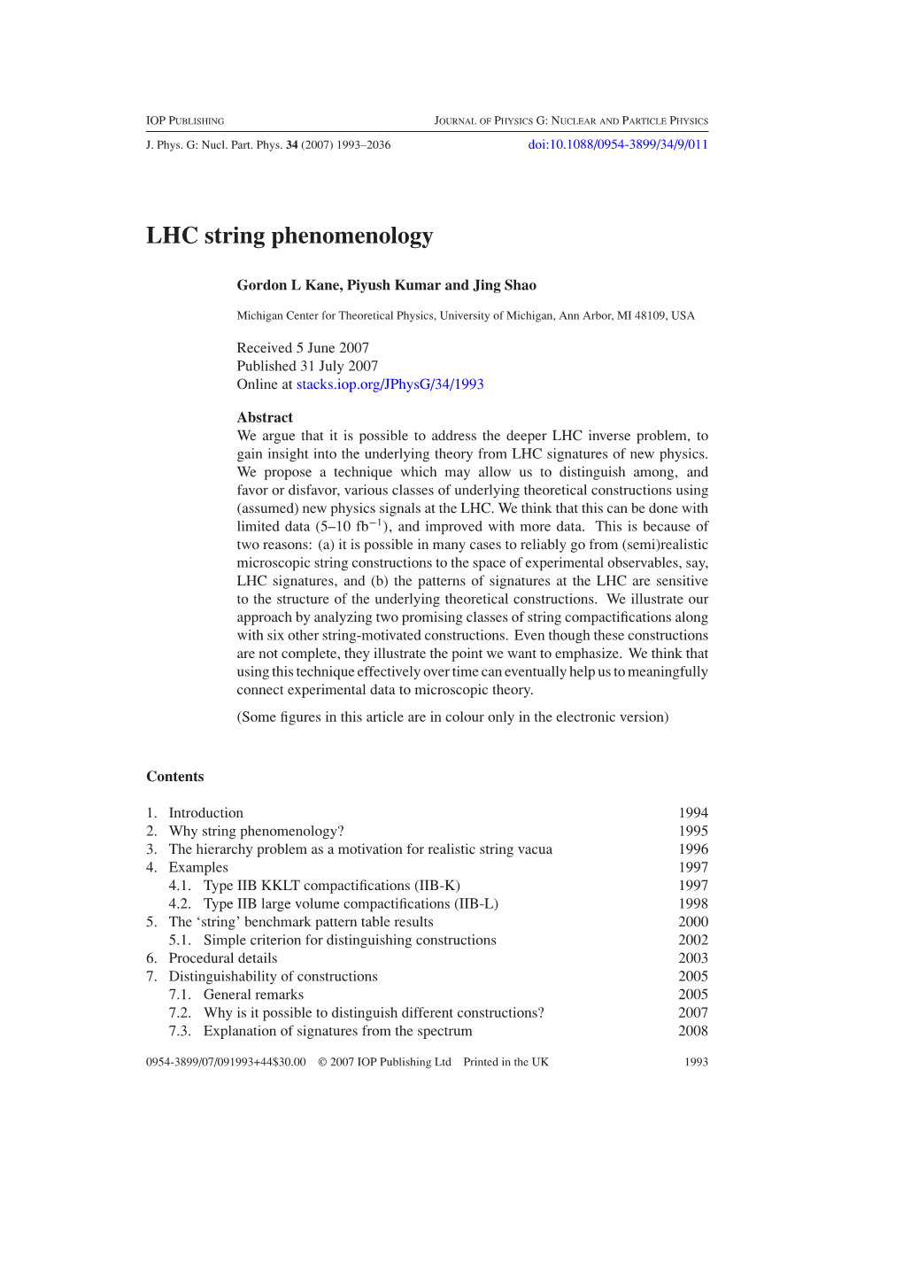 LHC String Phenomenology