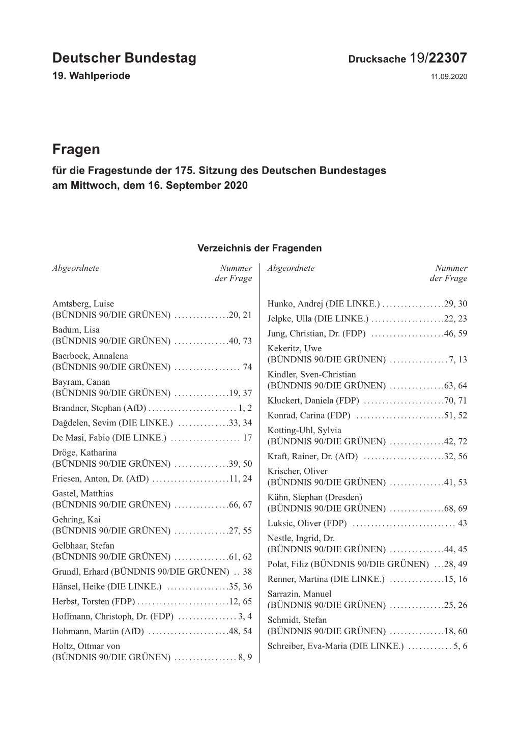 Drucksache 19/22307 19