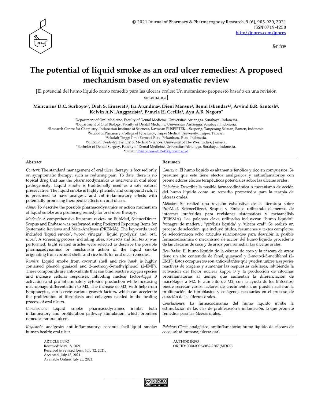 The Potential of Liquid Smoke As an Oral Ulcer Remedies: a Proposed