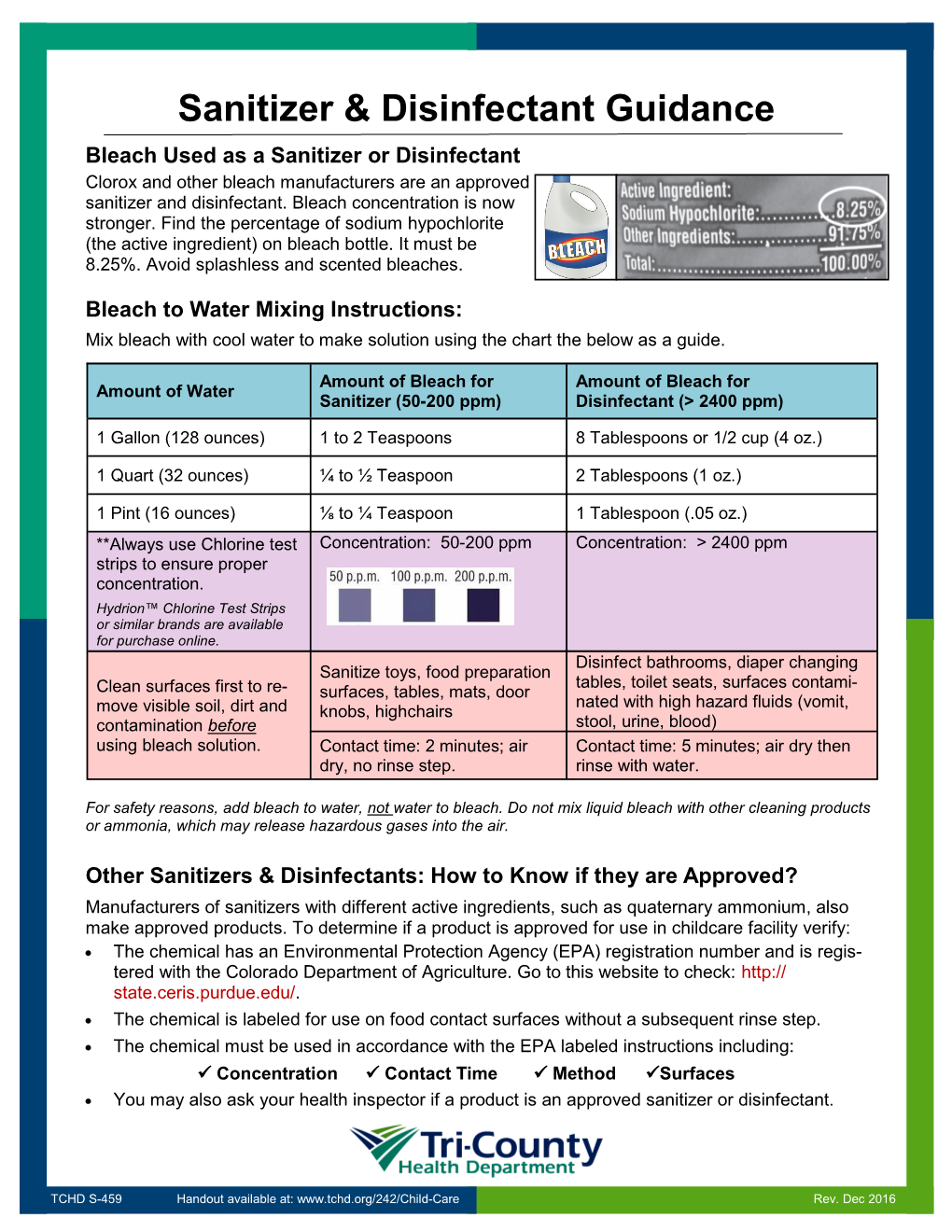 Sanitizer & Disinfectant Guidance