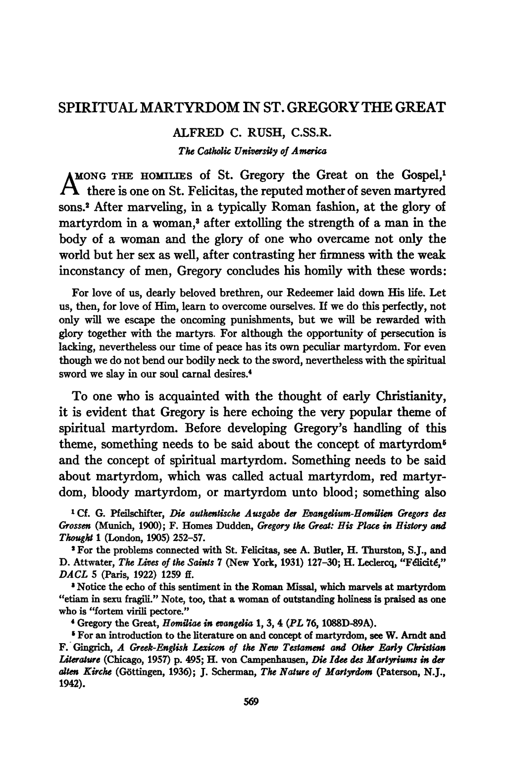 Spiritual Martyrdom in St. Gregory the Great Alfred C