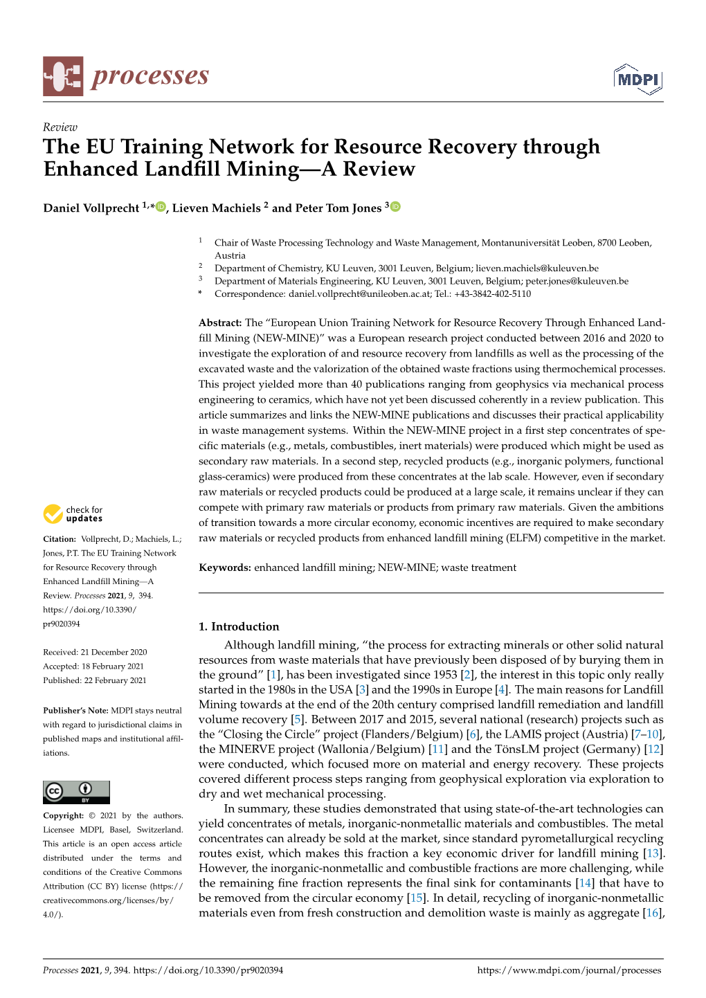 The EU Training Network for Resource Recovery Through Enhanced Landfill Mining—A Review