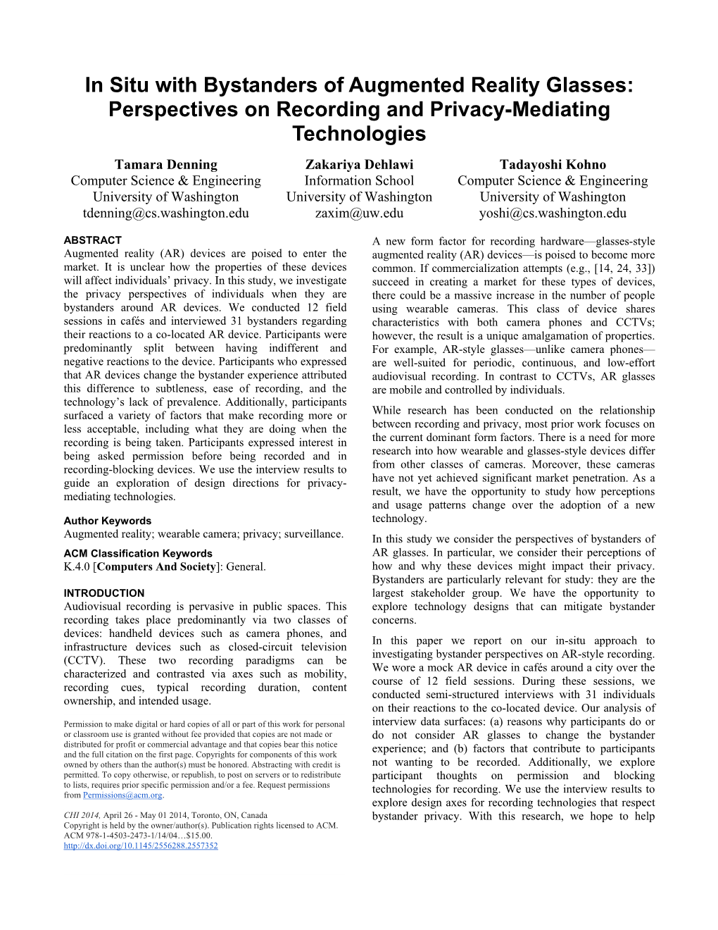 In Situ with Bystanders of Augmented Reality Glasses: Perspectives On