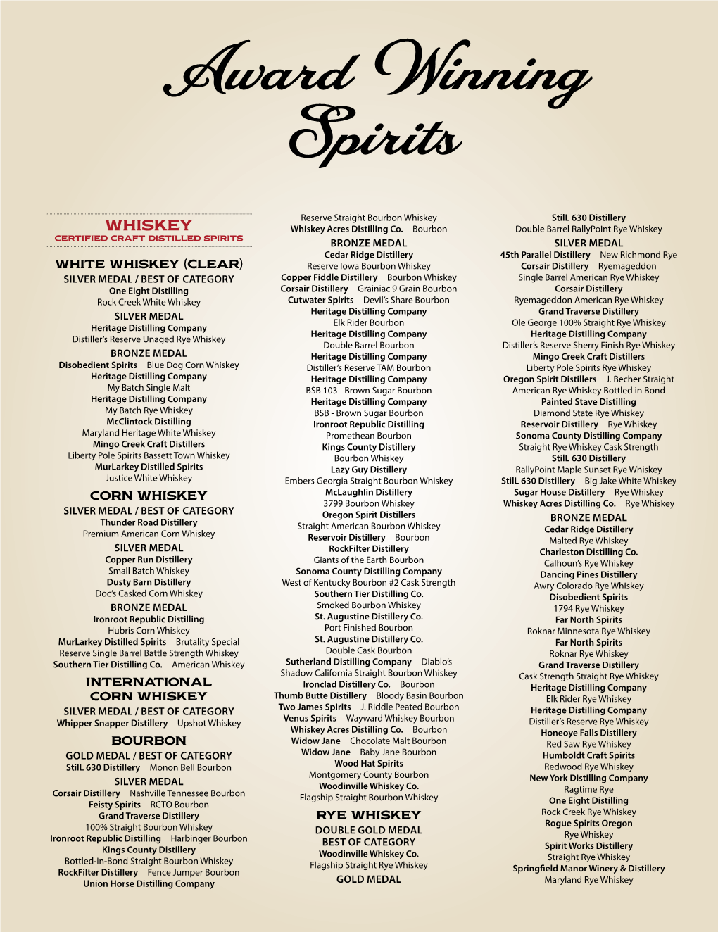 Award Winning Spirits